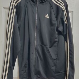 Adidas Black Track Jacket with White Stripes